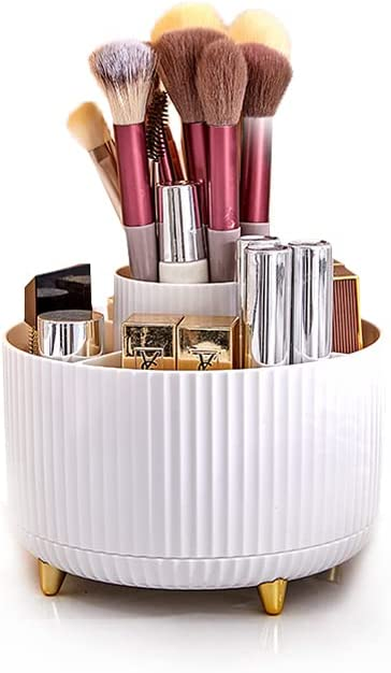 Makeup Organizer, 360 Rotating Makeup Brush Holder, 5 Slot Large Capacity Makeup