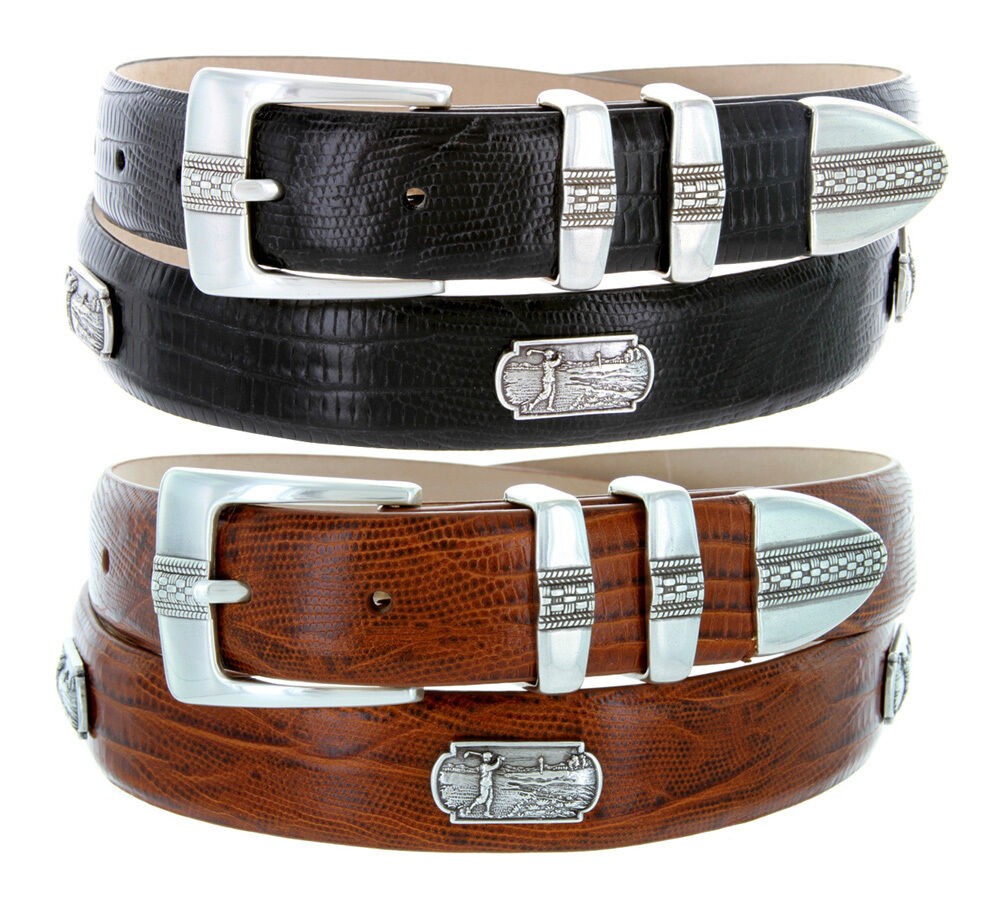 Golf of Scottsdale Men's Leather Italian Calfskin Concho Dress Belt 1-1/8" Wide